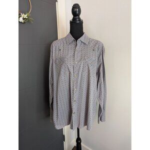 Trevero‎ Purple Gray Floral Western Style Pearl Snap - XL